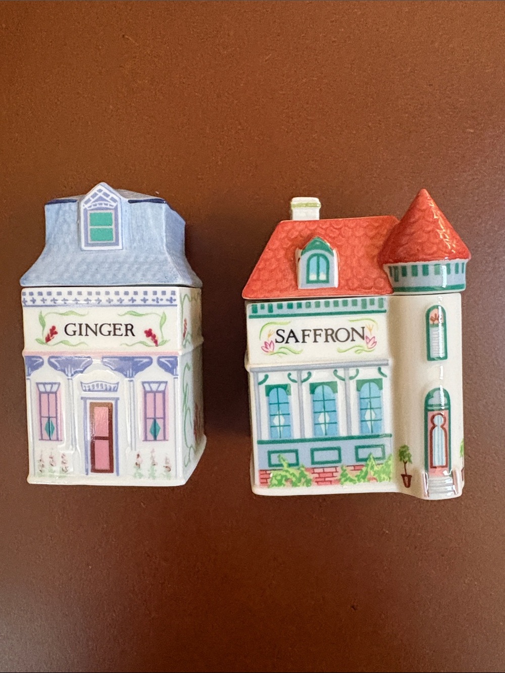Ginger & Saffron Ceramic Spice House Set - Blue, Red, Green
